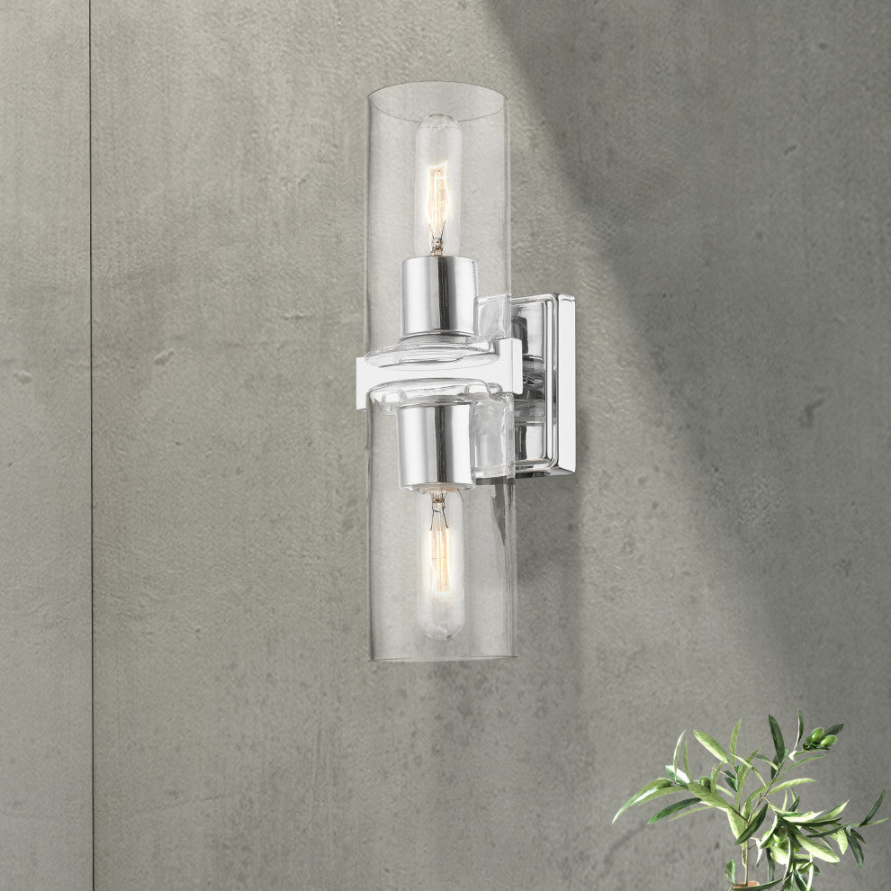 Clarion 2 Light Polished Chrome Vanity Sconce