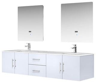 Geneva Transitional Glossy White 80" Double Vanity Set