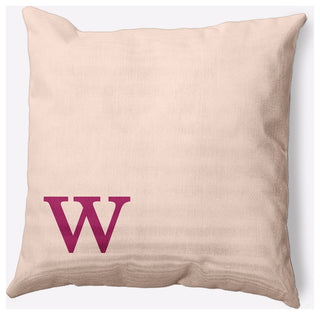 18" x 18" Modern Monogram Indoor/Outdoor Polyester Throw Pillow, Dusty Rose