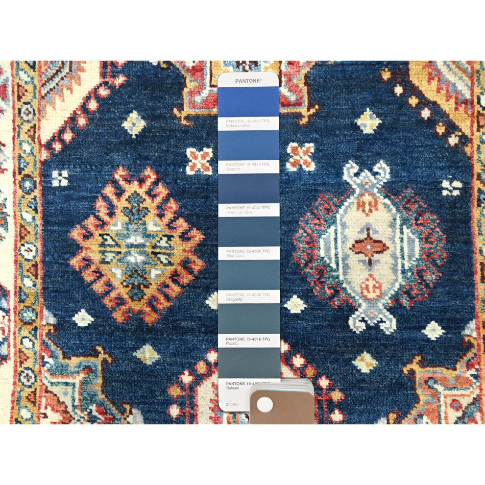 Yale Blue Special Kazak Soft Wool Hand Knotted XL Runner Oriental Rug 3'x18'6"