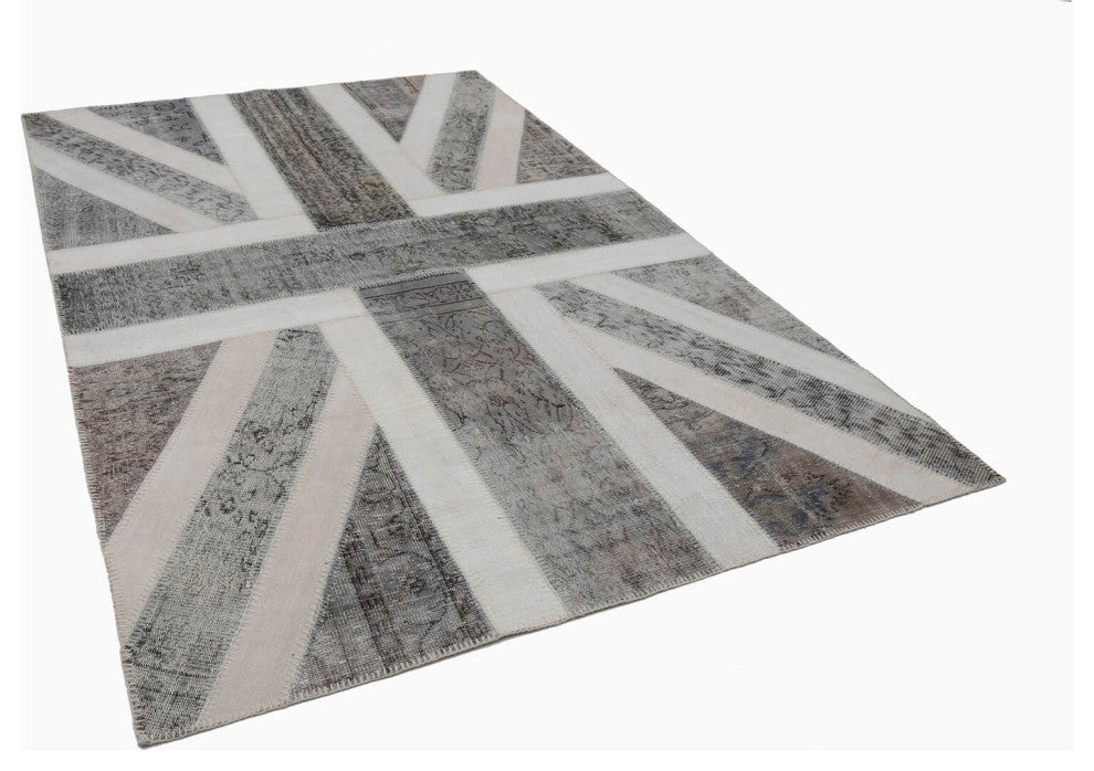 Rug N Carpet - Handmade Turkish 6' 7'' x 10' 0'' Flag Patchwork Rug