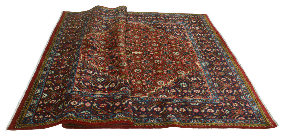Fine Vintage Distressed Rehman Rust/Navy Rug, 6'6x9'9