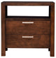 2 Drawers Nightstand With Open Shelf In Wood Brown