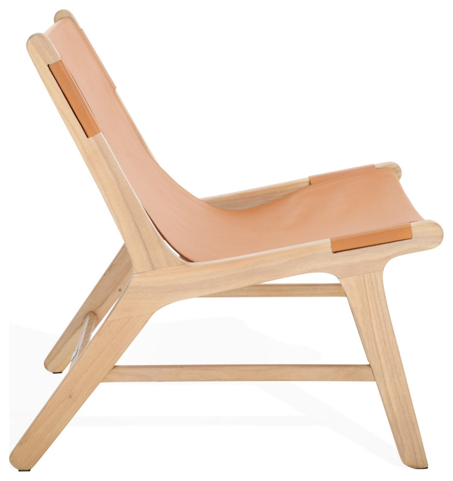 Safavieh Couture Alanarose Leather Accent Chair, Tan/Natural