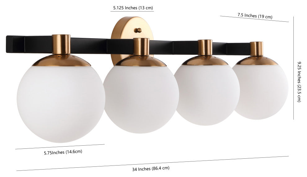 Modernist Globe Metal/Frosted Glass LED Vanity, 4-Light