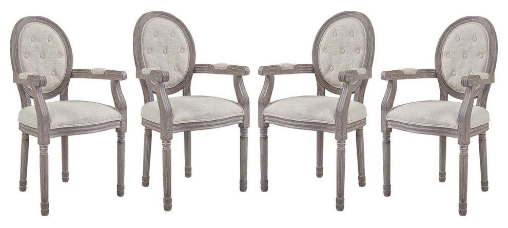 Arise Dining Armchair Upholstered Fabric Set of 4, Beige