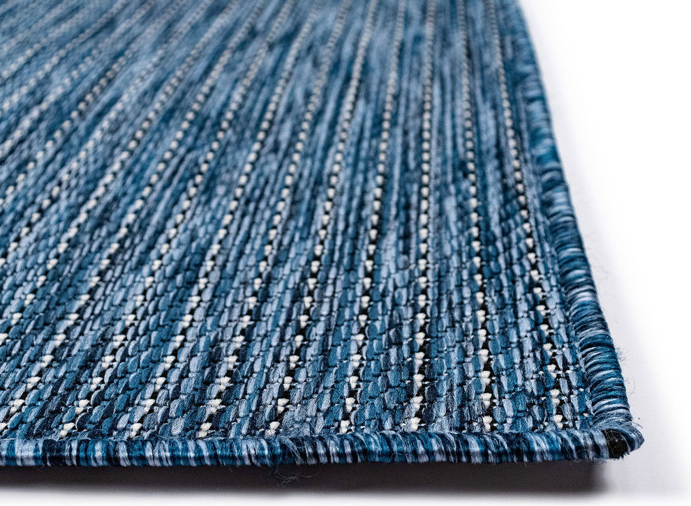 Carmel Texture Stripe Indoor/Outdoor Rug, Navy, 1'11"x7'6" Runner