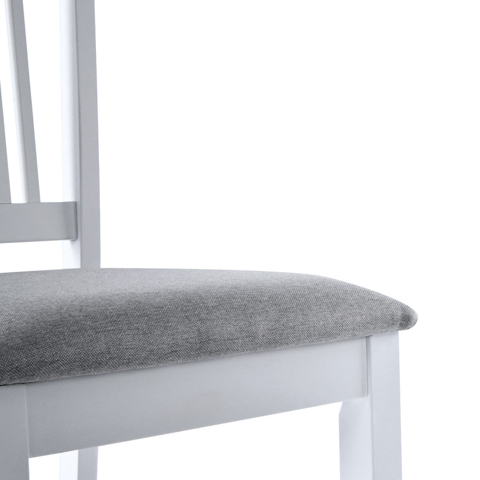Set of 2 Slat-Back Padded Wood Counter Stools, White