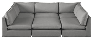 Mackenzie Linen Textured Fabric 6-Piece Modular U-Shaped Sectional, Grey