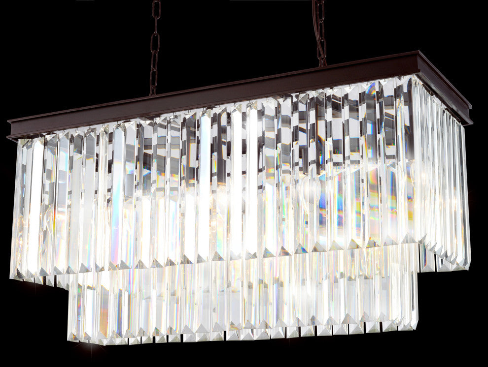 Artistry Lighting Reston Rectangular Chandelier 36x14x18, Brown