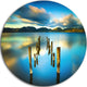 Cloudy Lake With Broken Pier, Seascape Photo Disc Metal Wall Art, 11"