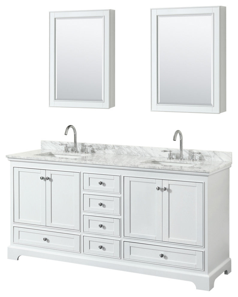 Wyndham WCS202072DWHCMUNSMED Double Vanity In White With Medicine Cabinets