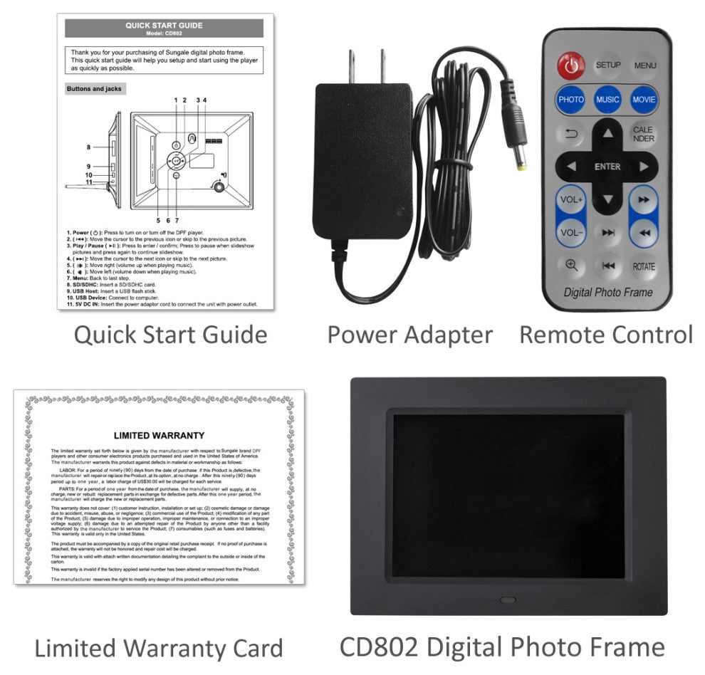 8" Full Function Digital Photo Frame