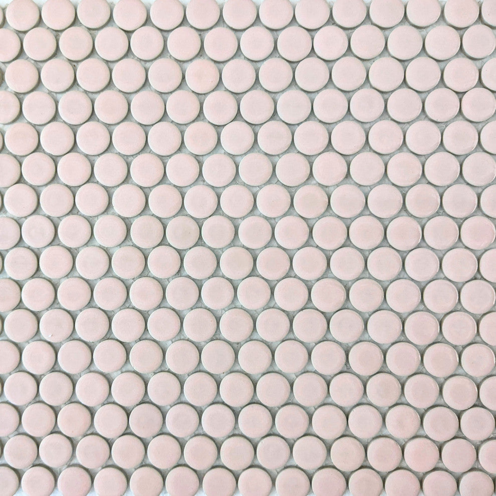Penny Round Mosaic Tile, 12x12", Soft Pink
