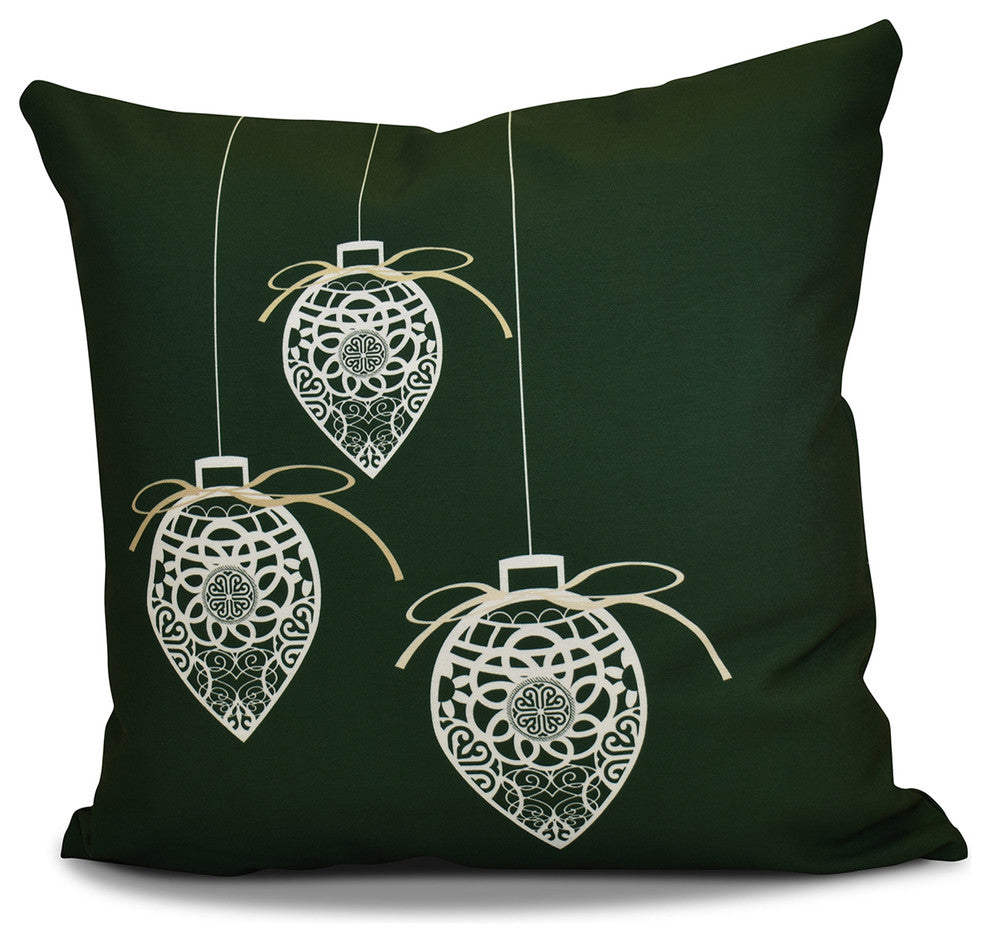 Decorative Holiday Pillow Geometric Print, Dark Green, 20"x20"