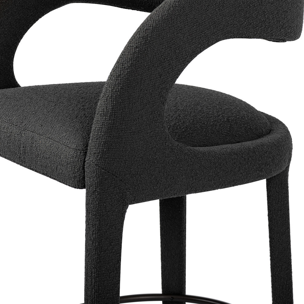 Hawkins Stool-Fiqa Boucle Charcoal-Bar