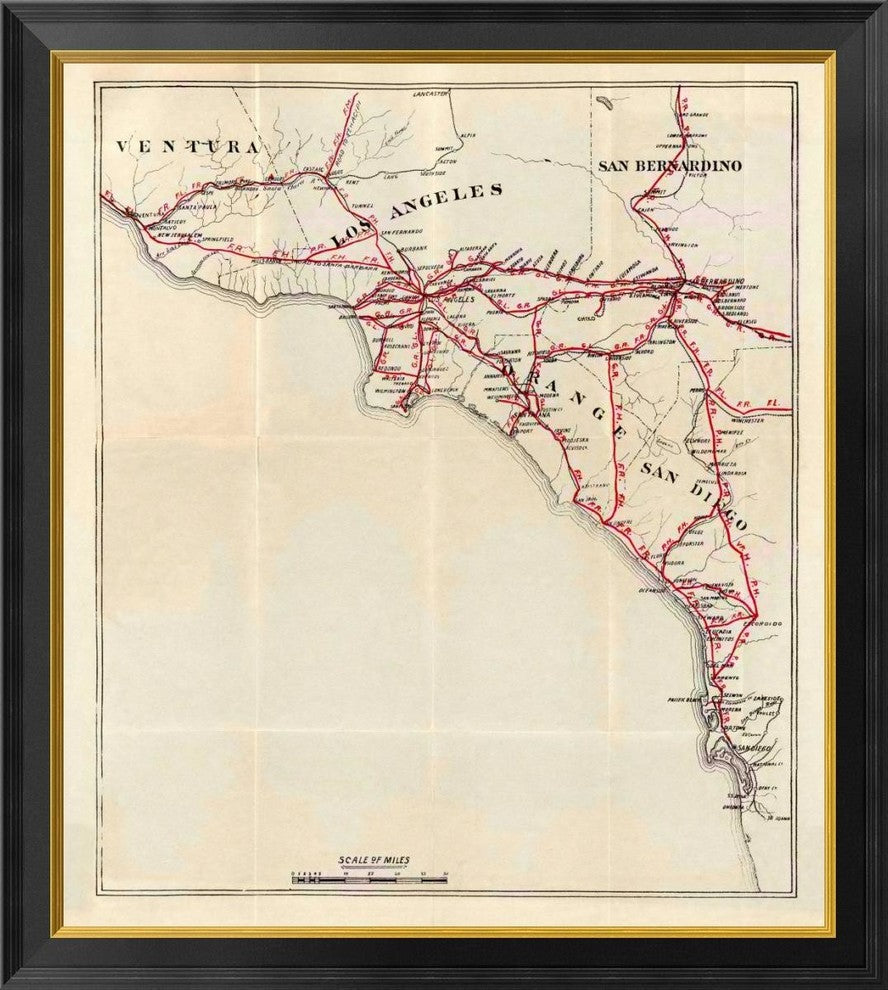 California South Counties, 1896, 30"x34"