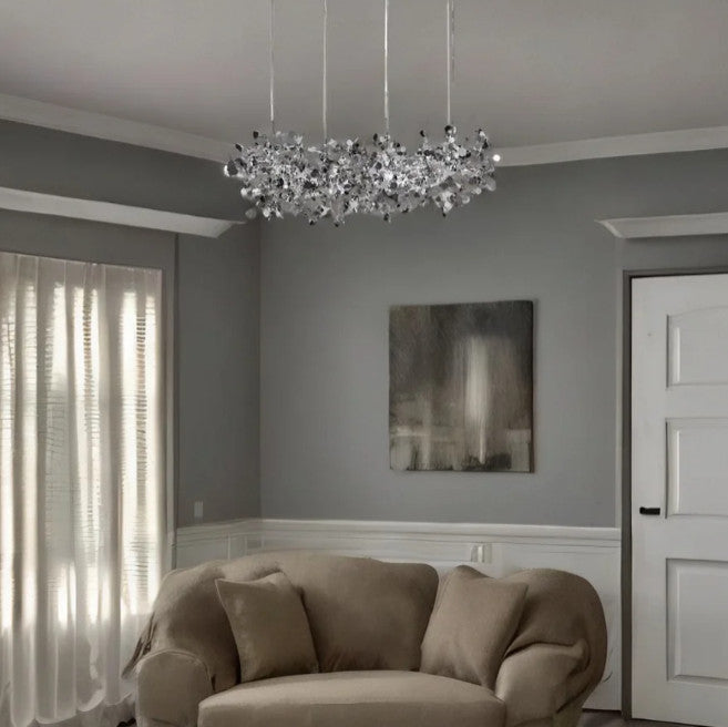 MIRODEMIÂ® Villeneuve-d'Entraunes | Nordic Chandelier in a Modern Style, Chrome, 4 Heads, Cool Light