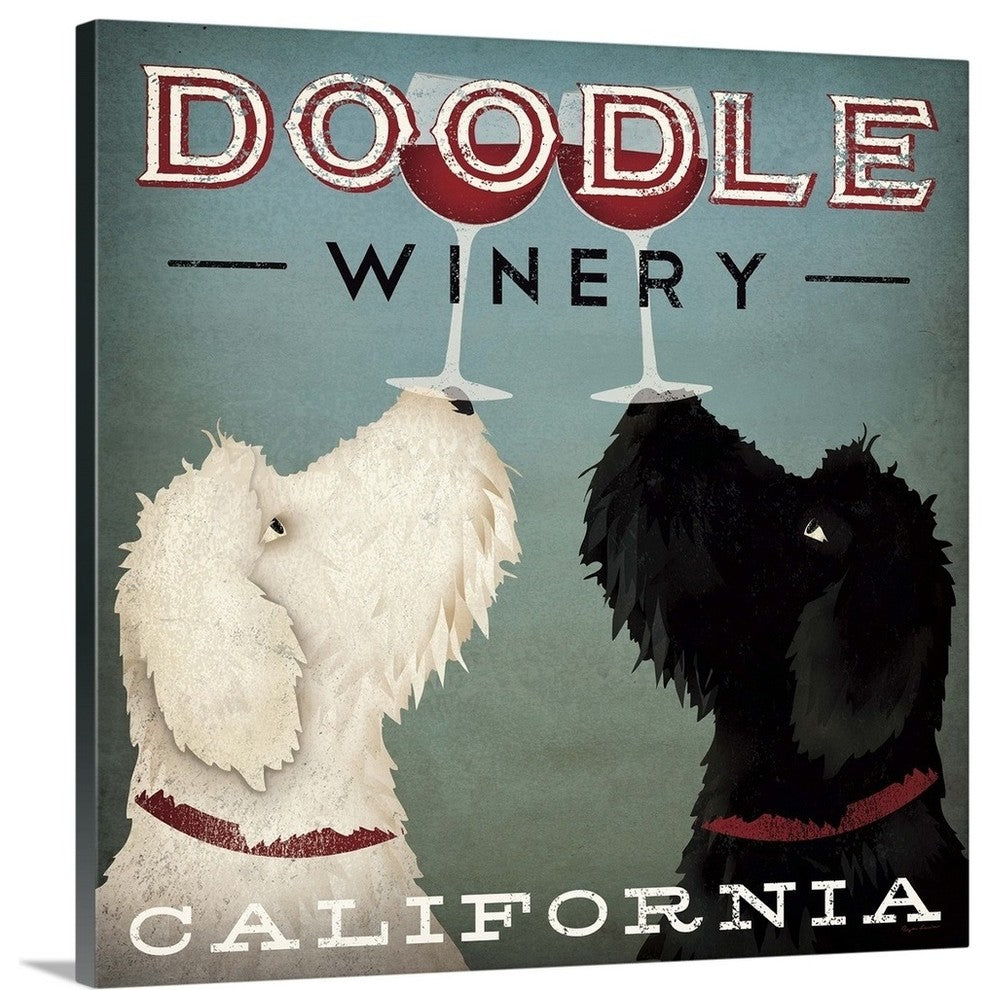 Doodle Wine Wrapped Canvas Art Print, 30"x30"x1.5"