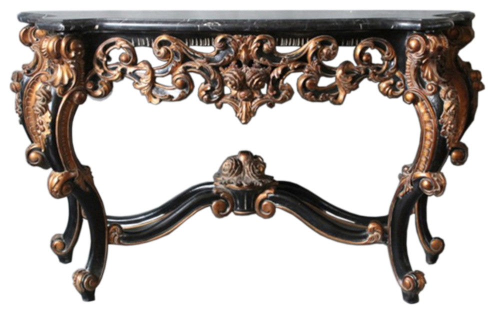 Infinity Genuine Black Marble Console Table