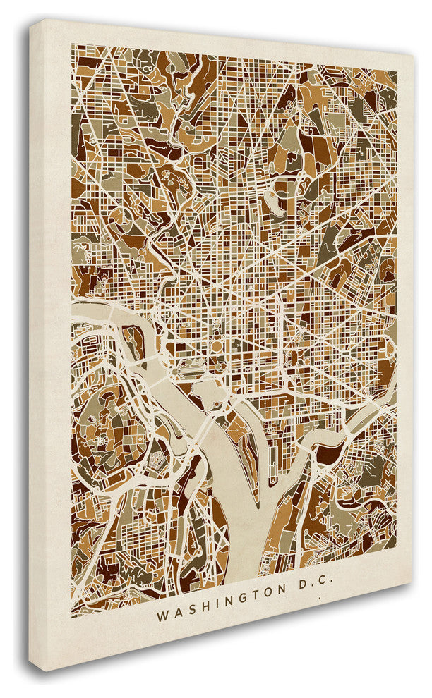 Michael Tompsett 'Washington DC Street Map 3' Canvas Art, 47"x35"