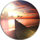 Wooden Boardwalk Into Colorful Sea, Sea Bridge Disc Metal Wall Art, 11"