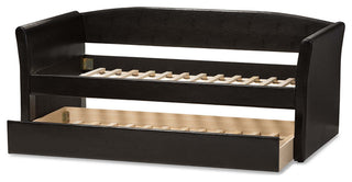 Jolene Fabric Upholstered Daybed With Trundle Bed, Black