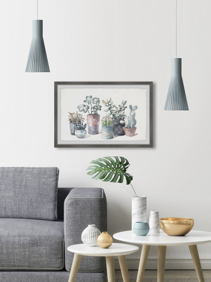 "Succulent, Display Planters" Framed Painting Print