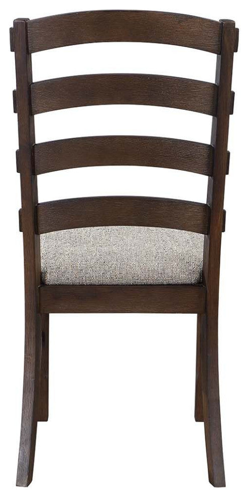 Side Chair, Set of 2, Gray Fabric, Rustic Brown and Oak Finish, Pascaline