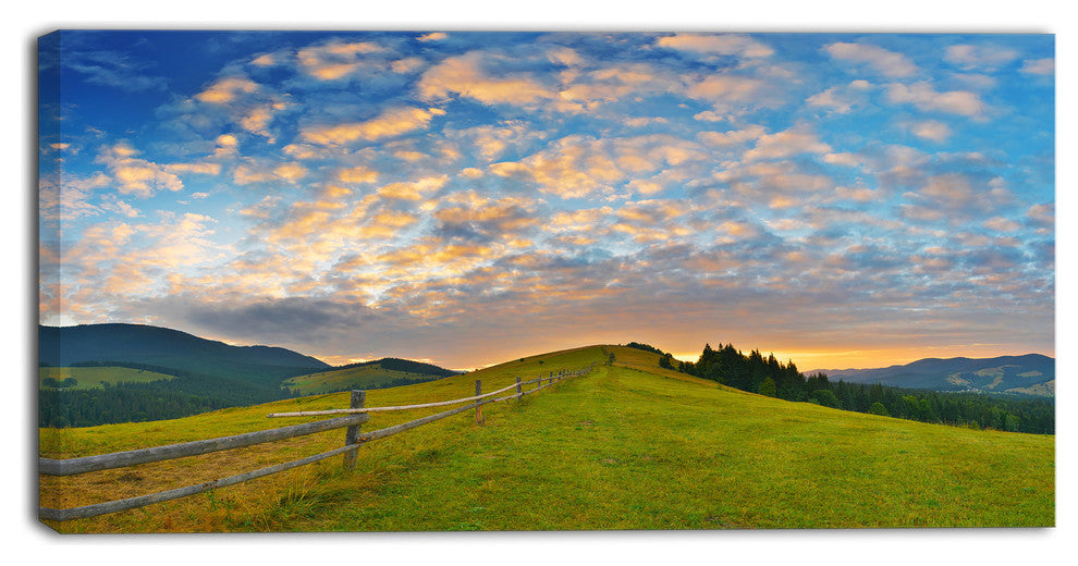 Green Evening Countryside, Landscape Canvas Art Print, 60"x28"