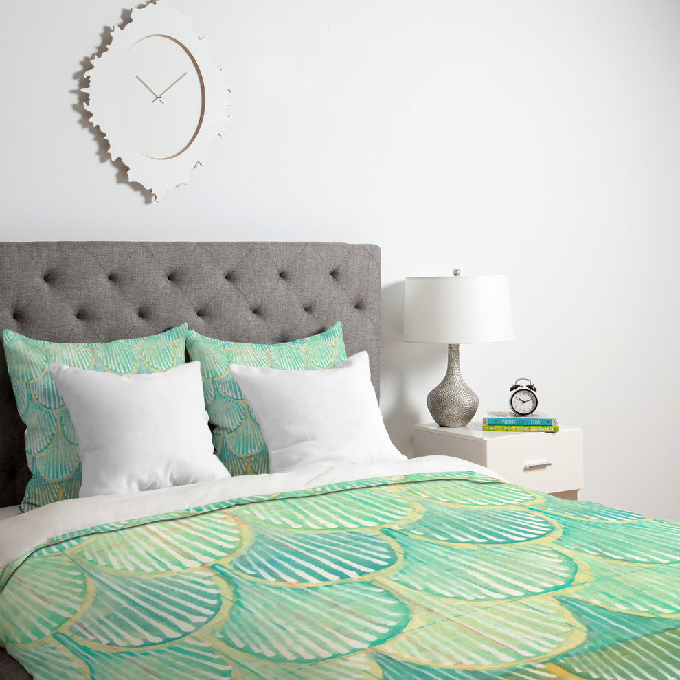 Deny Designs Cori Dantini Turquoise Scallops Duvet Cover - Lightweight