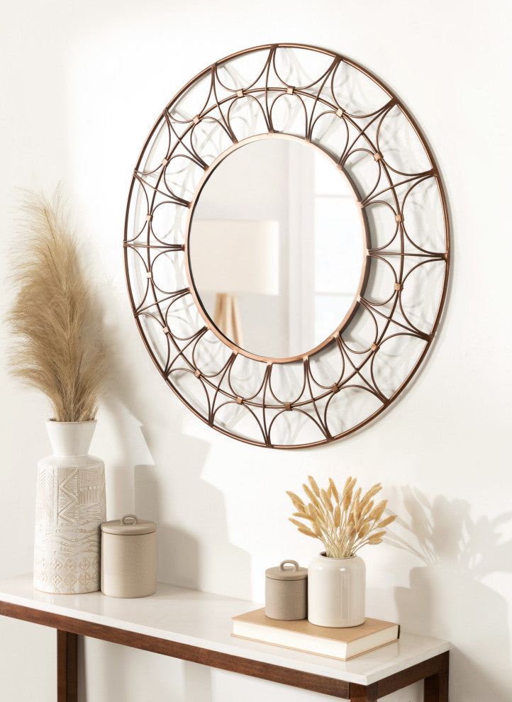 Avoca Decorative Round Mirror, Bronze, 28" Diameter