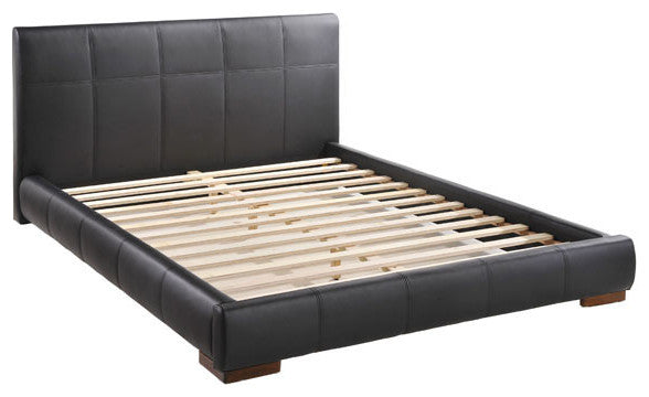 HomeRoots King Black Faux Leather Quilted Platform Bed