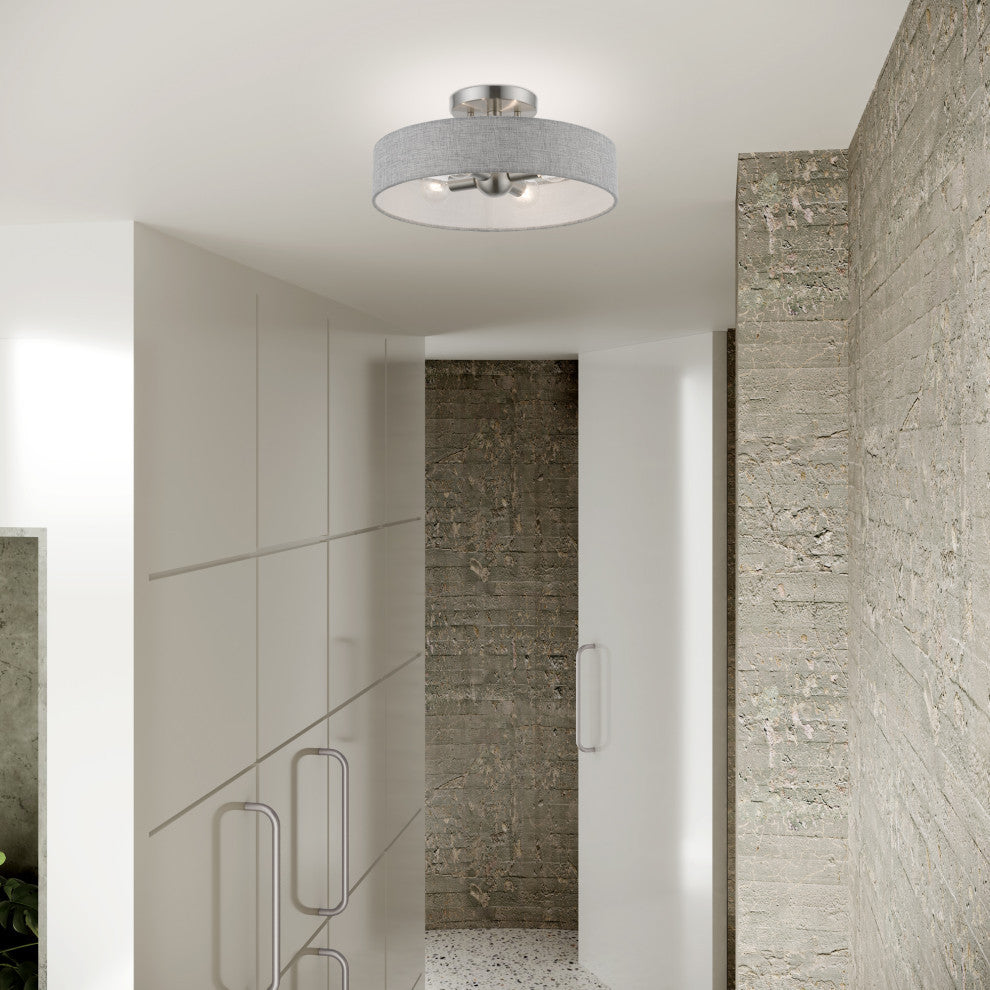 Elmhurst 4 Light Brushed Nickel With Shiny White Accents Semi-Flush