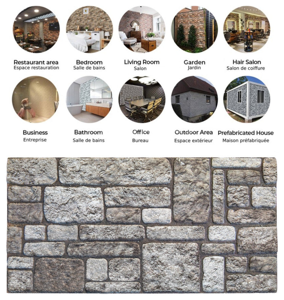 Faux Stone Brick 3D Wall Panels, Gray, Sample 10x10"