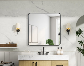 Home Living Contour Metal Rectangle Mirror 36x36, Black