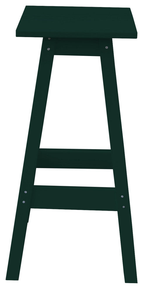 Poly Lumber Bar Stool, Turf Green, Bar Height, Square