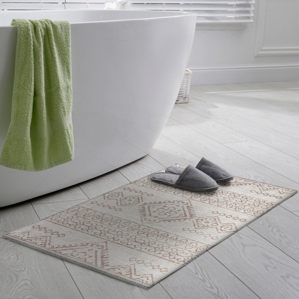 Indoor/Outdoor Sedona SN14 Putty Machine Washable 1'8" x 2'6" Rug