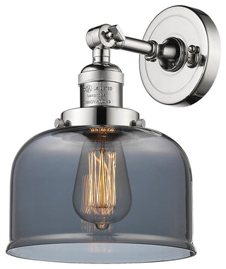 Large Bell 1-Light Sconce, Smoked Glass, Polished Nickel