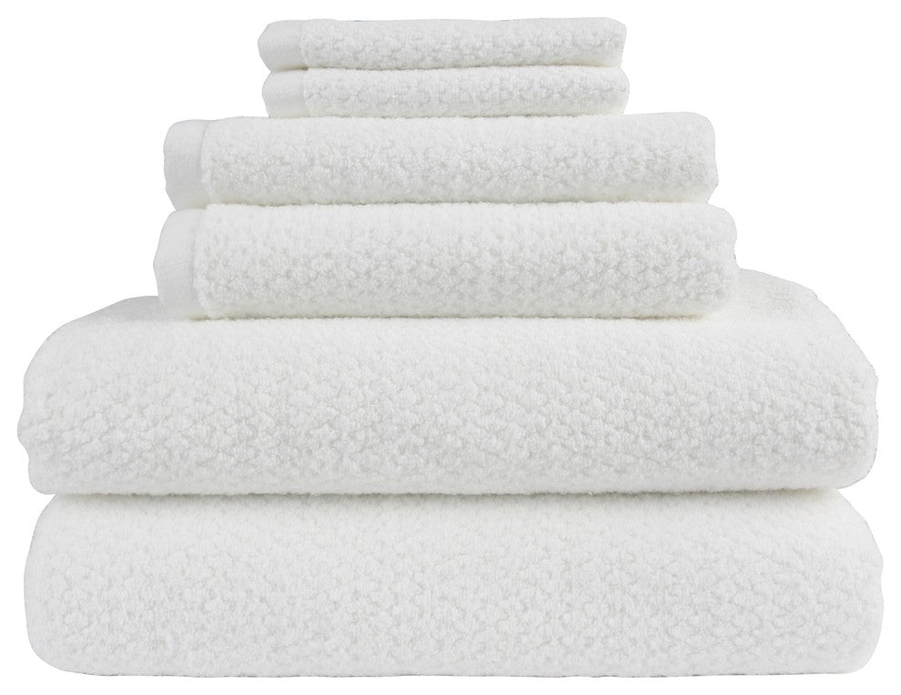 Everplush Diamond Jacquard Bath Towel Set 6 Piece, White