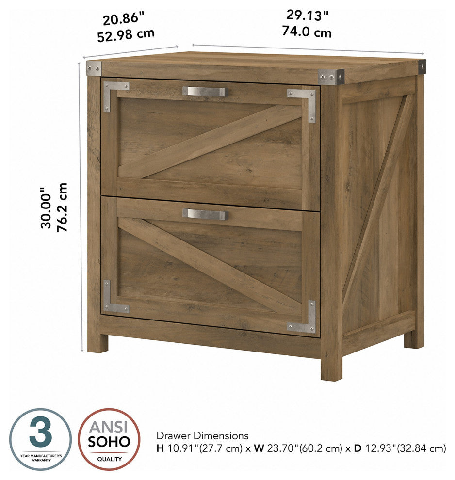 kathy ireland Home Cottage Grove 2 Drawer Lateral File Cabinet, Reclaimed Pine