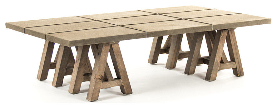 Zoey French Country Rustic Farmhouse Wood Coffee Table