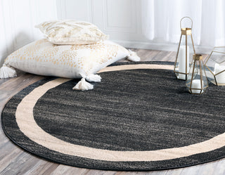Unique Loom Black Del Mar Maria 6' 0 x 6' 0 Round Rug