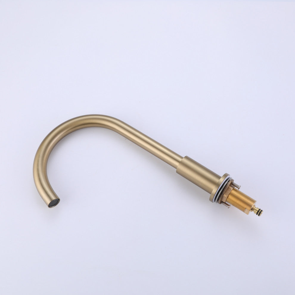 Deck Mounted Dual Handles Widespread Bathroom Faucet, Brushed Gold