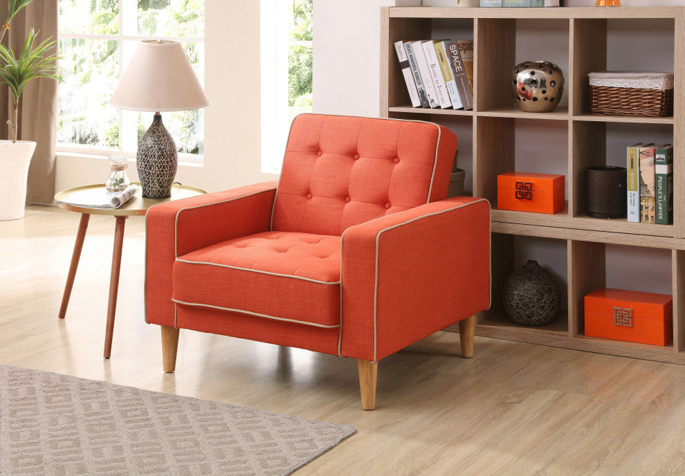 Navi Sleeper Chair, Tan Fabric, Orange Fabric