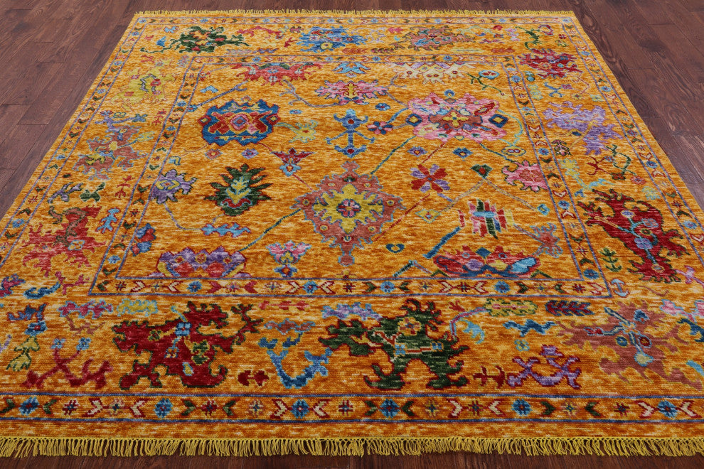 8' Square Turkish Oushak Handmade Wool Rug - Q16061