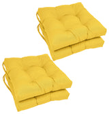 16" Solid Twill Square Tufted Chair Cushions, Set of 4, Yellow