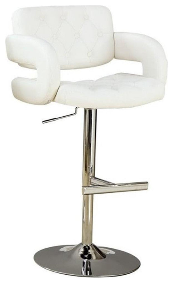 Coaster Contemporary Faux Leather Adjustable Bar Stool in White