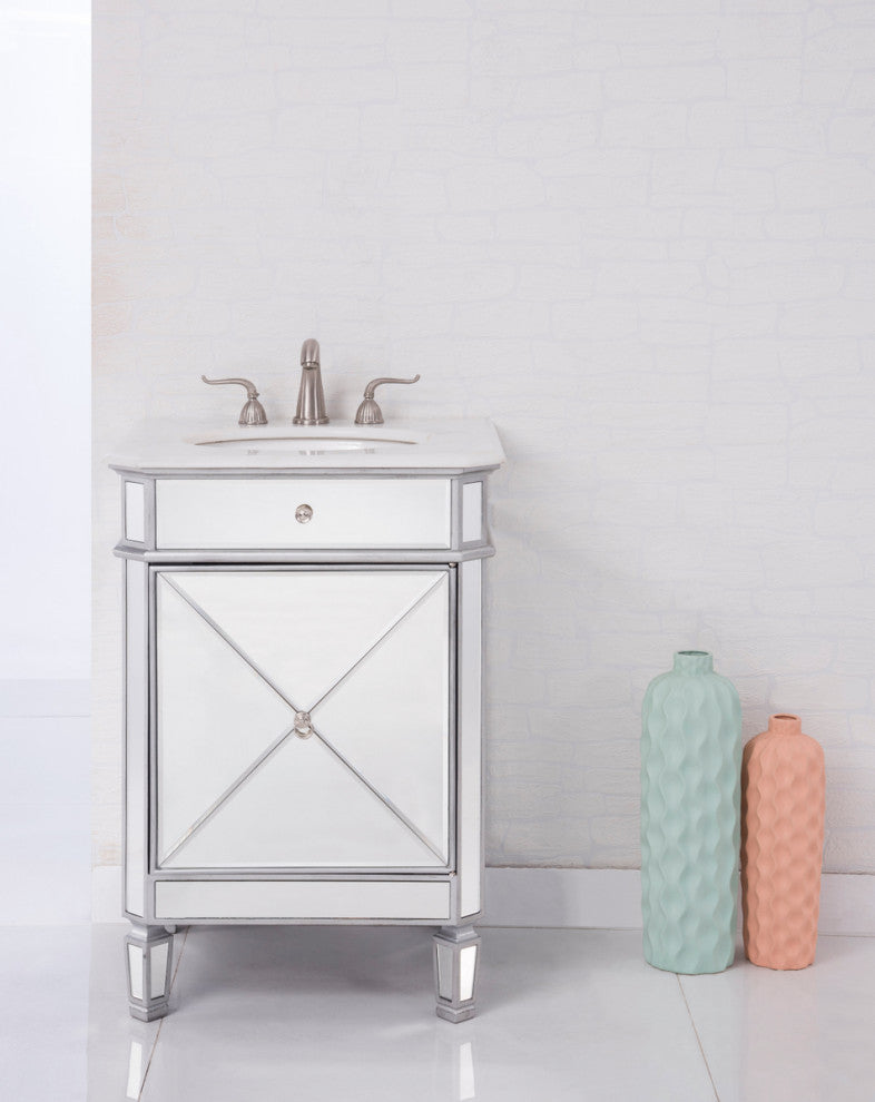 24" Single Bathroom Vanity Set, White, White, 24