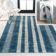 Vichy Geometric Striped Machine-Washable Blue/Cream 8 ft. x 10 ft. Area Rug